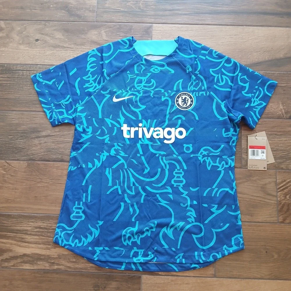 Chelsea‎ FC Jersey Womens Large Blue Soccer Nike Pre-Match Kit Uniform Stretch